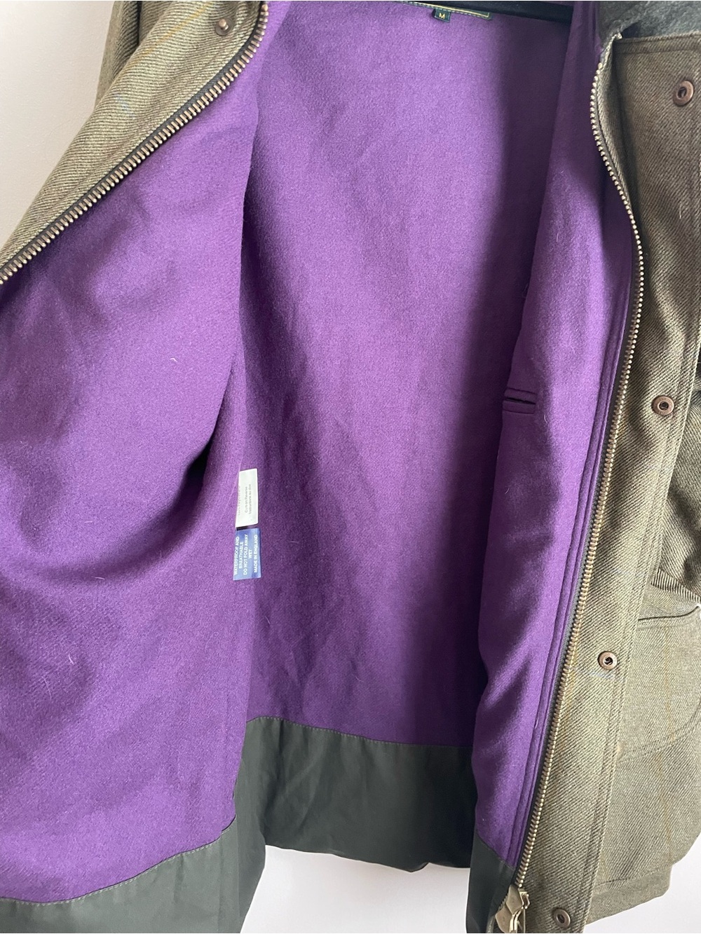 Chrysalis Chiltern Wool Field Coat Olive W/ Purple Lining Men’s Med - Picture 7 of 16